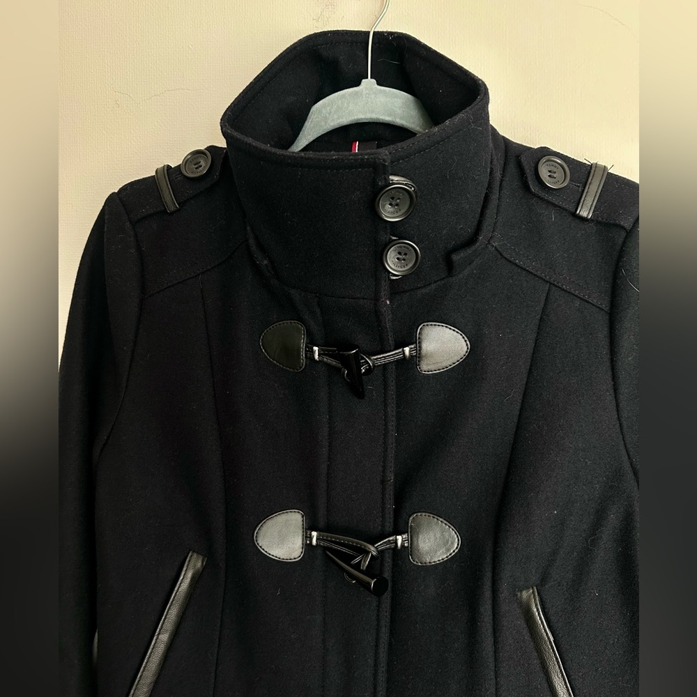 TOMMY HILFIGER Wool Duffle Coat Toggle Military Academia Winter Overcoat Size M - Picture 8 of 15